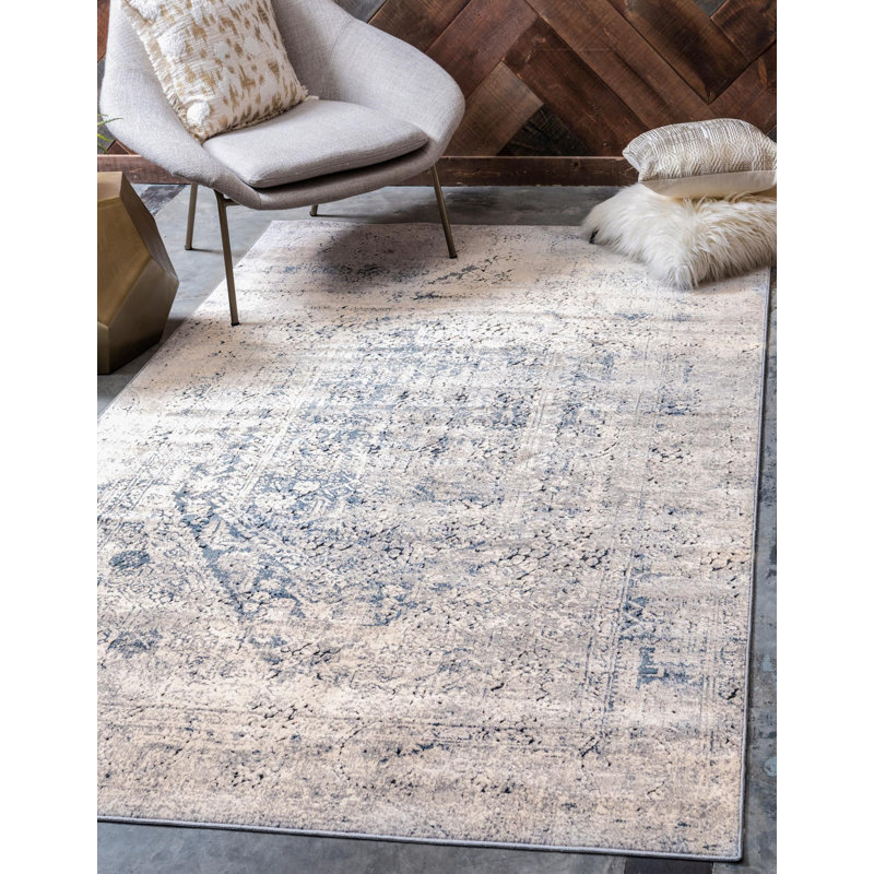 Laurel Foundry Modern Farmhouse Abbeville Grey/Dark Blue Area Rug